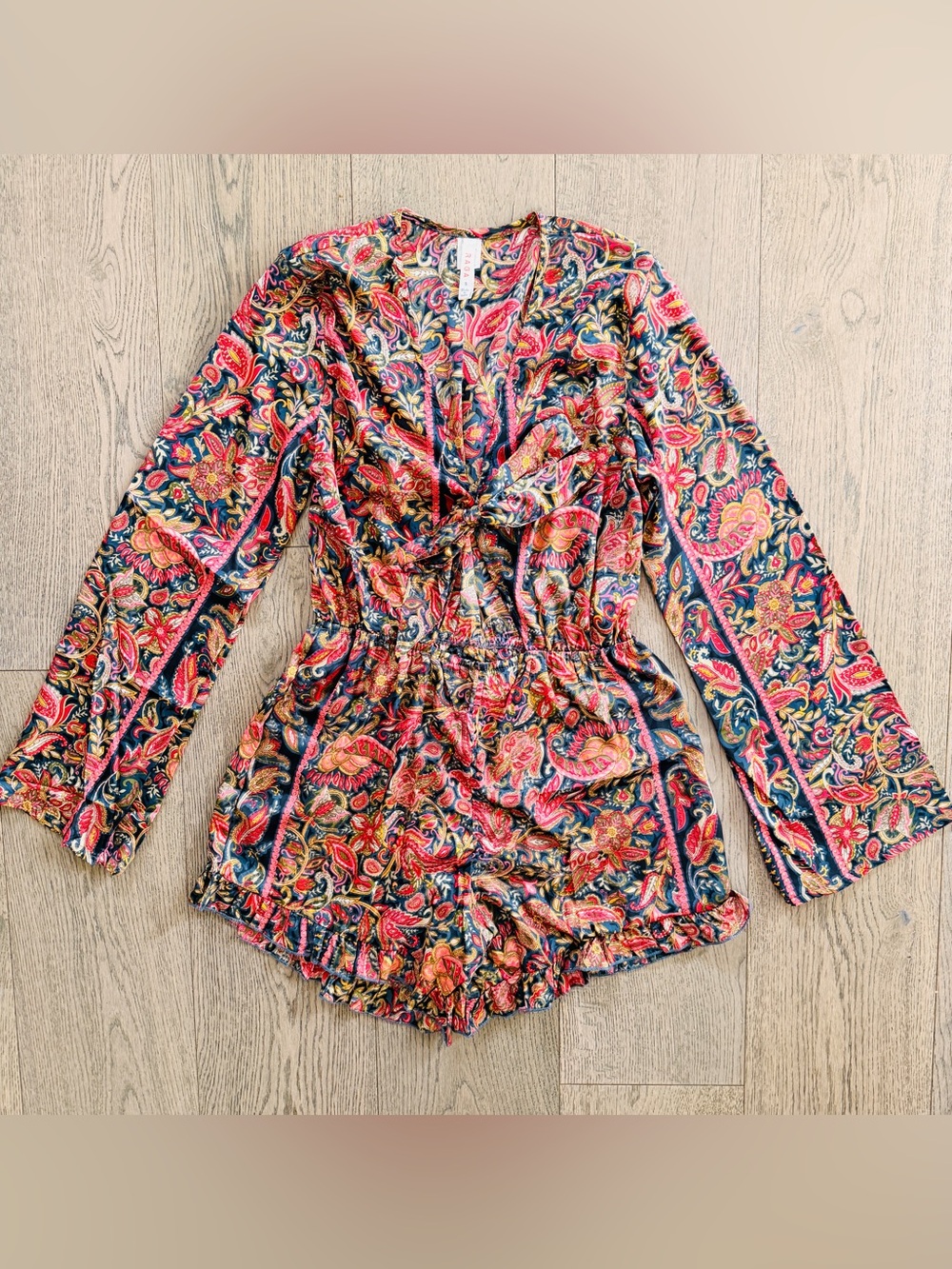 Anthropologie Tribe RAGA Women's  Venetian Paisley Long Sleeve Romper
